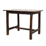 18th Century oak rectangular top side table standing on chamfered supports united by stretchers