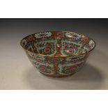 Large 20th Century Cantonese Famille rose style punch bowl having typical decoration depicting birds