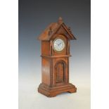 Early 20th Century beech cased mantel clock in the form of a longcase clock Condition: