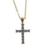 18ct white gold diamond set crucifix on a chain stamped 18k Condition: