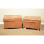 Two vintage metal trunks and four small suitcases Condition: