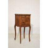 Late 19th/early 20th Century French oak and walnut side cabinet having an inset marble top, fitted