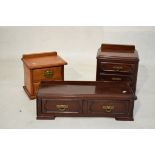 Two mahogany table top chests, one fitted two the other three drawers, together with a stained beech