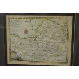 Thomas Kitchin - Antique hand coloured engraved map - Somerset, 20.5cm x 26.5cm, framed and glazed