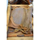 Crocodile skin and a pokerwork rectangular tea tray Condition: