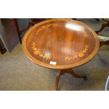 Two reproduction circular top occasional tables and a similar plantstand Condition: