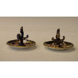 Two Royal Crown Derby ring trees having typical Imari style gilt highlighted decoration Condition: