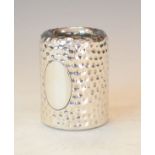 Early 20th Century hammered silver inkwell having a clear glass liner, weighted Condition: