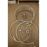 Pair of late 20th Century racing cycle wheels comprising: Campagnolo Super Record hubs on alloy
