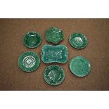 Seven various 19th Century Wedgwood green glazed majolica leaf moulded dessert dishes Condition: