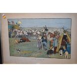 After Cecil Aldin - Coloured print 'The Bluemarket Races', published by Lawrence and Bullen,