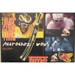 Five various cycle racing posters, each in a clip frame Condition: