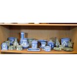 Large collection of Wedgwood green and blue jasper ware Condition: