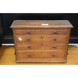 Small mahogany table top chest of two short and three long drawers, 37cm wide Condition: