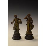 Pair of early 20th Century French bronzed spelter figures, each depicting a street vendor Condition: