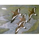 P.Merrin - Watercolour - Birds in flight, 22cm x 32cm, framed and glazed Condition: