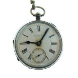 Gentleman's silver cased key wind pocket watch, the white enamel dial inscribed E Harris & Co