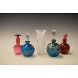 Two Mdina glass scent bottles, an Mtarfa scent bottle, a similar Bristol scent bottle and a