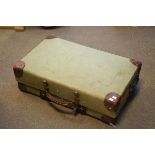 Vintage Revelation leather bound green canvas suitcase Condition: