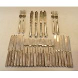 Twelve pairs of George III silver fruit knives and forks, Edinburgh 1810/1811, weighted, together