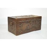 Chinese carved camphor wood chest having hinged cover Condition: