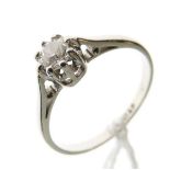 Solitaire diamond ring, the shank stamped 18ct and P, size J½ Condition: