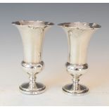 Pair of George V silver baluster shaped specimen vases, London 1912, weighted Condition: