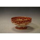 Late 19th/early 20th Century junket bowl having orange and gilt stylised foliate decoration on an