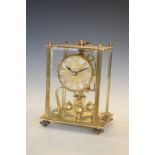 Brass 400 day clock in a brass framed cut glass case Condition: