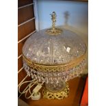Late 20th Century press moulded glass and brass table lamp Condition: