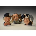 Three Royal Doulton large character jugs - Long John Silver, Merlin and The Mad Hatter Condition: