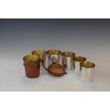 Six silver plated hunting cups in a leather case Condition: