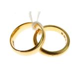2 x 22ct gold wedding bands, approx 17.3g gross Condition: