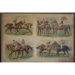 After John Sturgess - Set of four coloured horse racing prints - 'Caps and jackets of the turf',