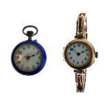 Lady's 9ct gold cased wristwatch, the dial with Arabic numerals, together with a lady's silver and