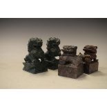 Two pairs of Chinese carved hardstone temple lions Condition: