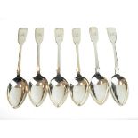 Set of six Victorian silver Fiddle pattern dessert spoons, London 1860/1861, 6oz approx Condition: