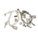 Two white metal charm bracelets Condition: