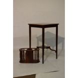Edwardian inlaid and crossbanded mahogany square top occasional table, together with a modern