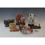 Collection of various Chinese soapstone ornaments Condition: