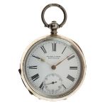 Kendal & Dent, Switzerland - Continental white metal open face key wind pocket watch, the signed