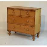 Victorian pine chest of two short over two long drawers Condition: