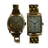 Two vintage gentlemen's 9ct gold cased wristwatches Condition: