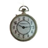 Gentleman's 'Torpedo' nickel cased top wind pocket watch, the silver coloured dial having Arabic