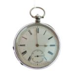 Gentleman's Swiss Standard silver cased key wind pocket watch, the white enamel dial having
