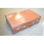 Vintage leather suitcase with brass locks Condition: