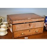 19th Century satinwood lady's work box having hinged cover fitted one drawer containing large