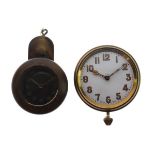 Miners brass pocket watch case with glazed screw cap, approximately 57mm diameter, together with a