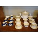 Minton bone china 'Jubilee' pattern six person coffee set, together with a quantity of Adderley blue