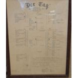 Diagram of the surrender of the German Fleet, 21st November 1918, titled 'Der Tag', printed by